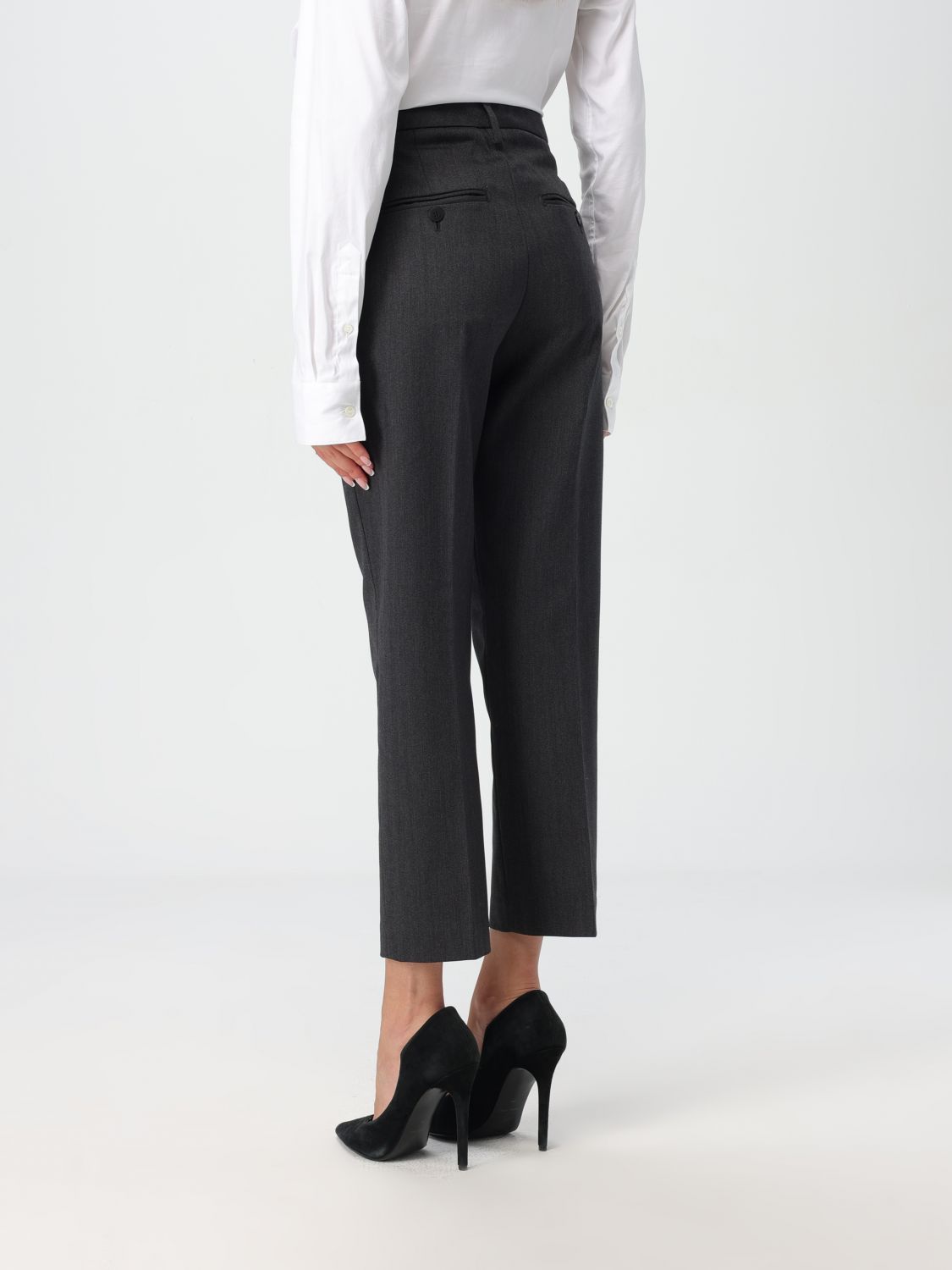 High-waisted cropped trousers - Black