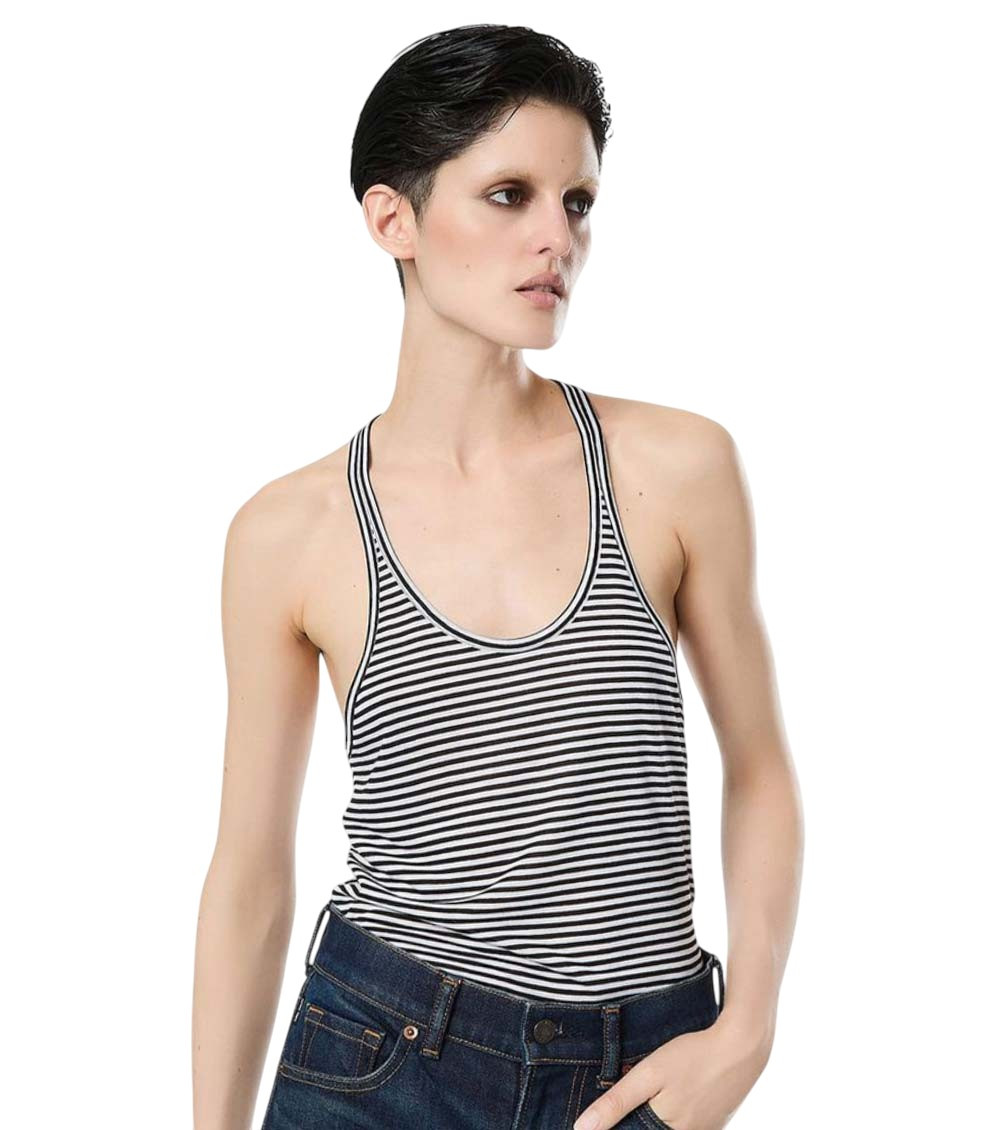 Black Stripes Scoop Neck Tank Top