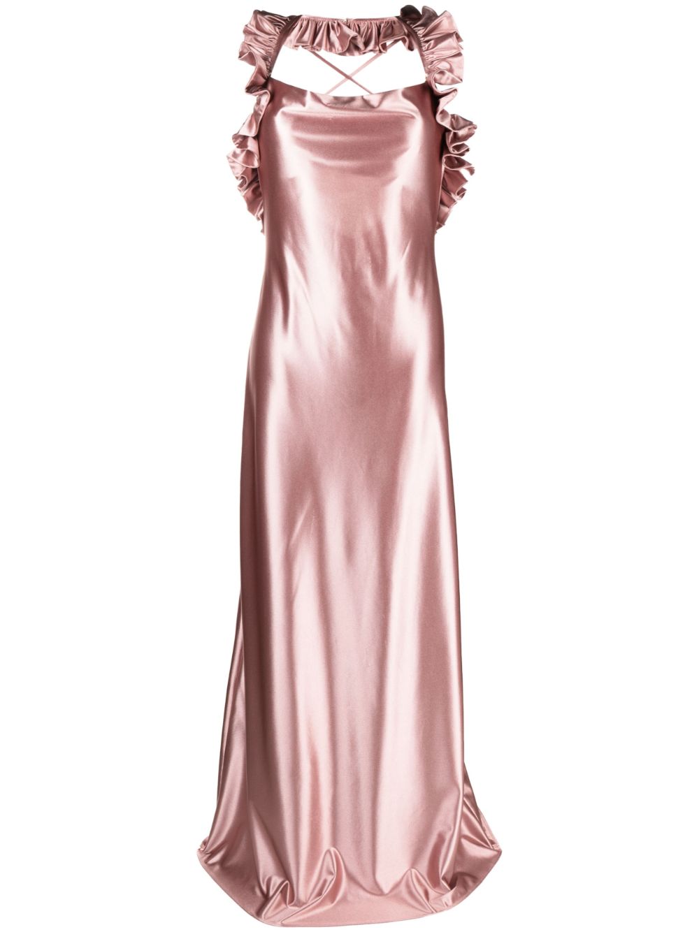 Iris satin ruffled maxi dress - Pink
