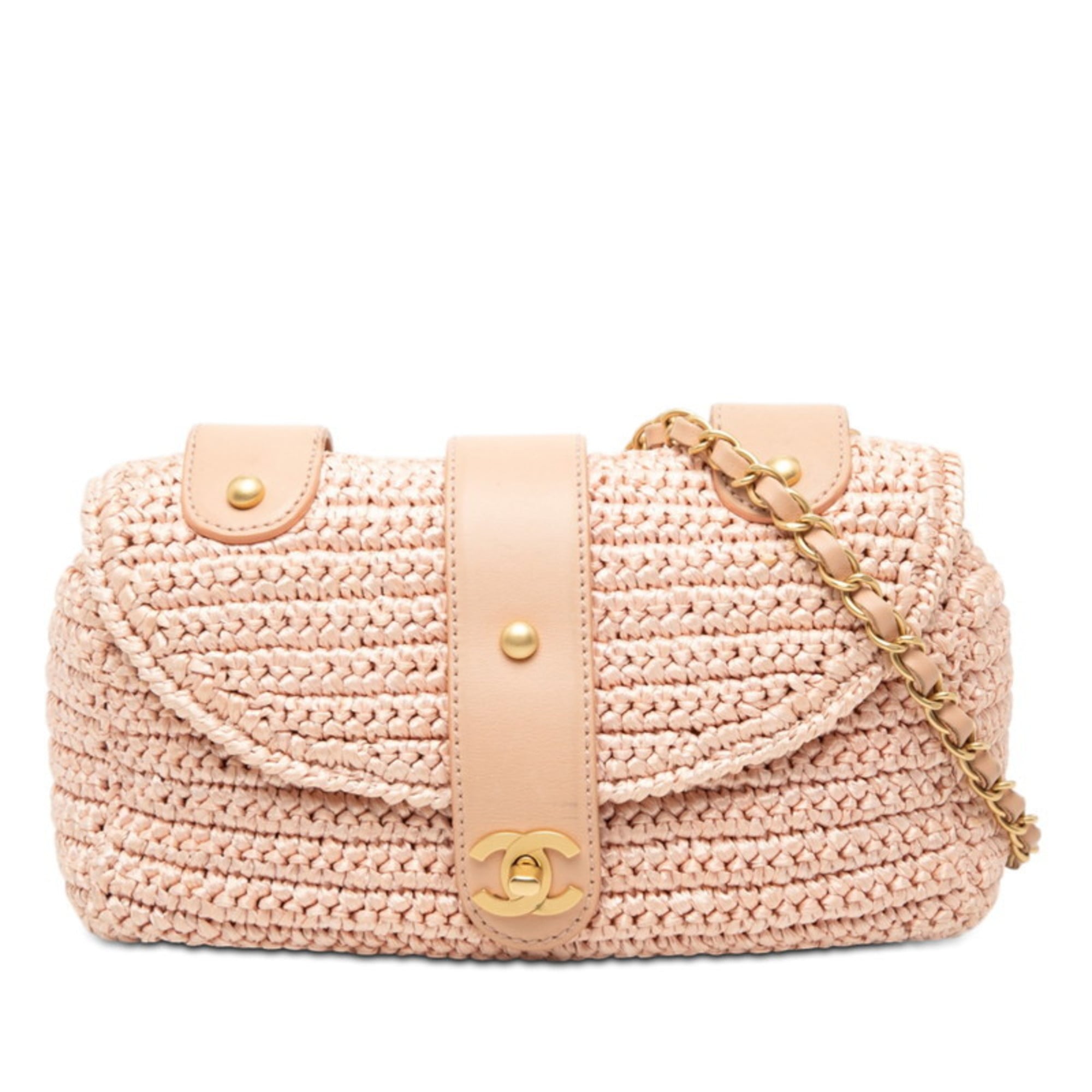 Chanel Pink Straw Shoulder Bag Pre-Owned