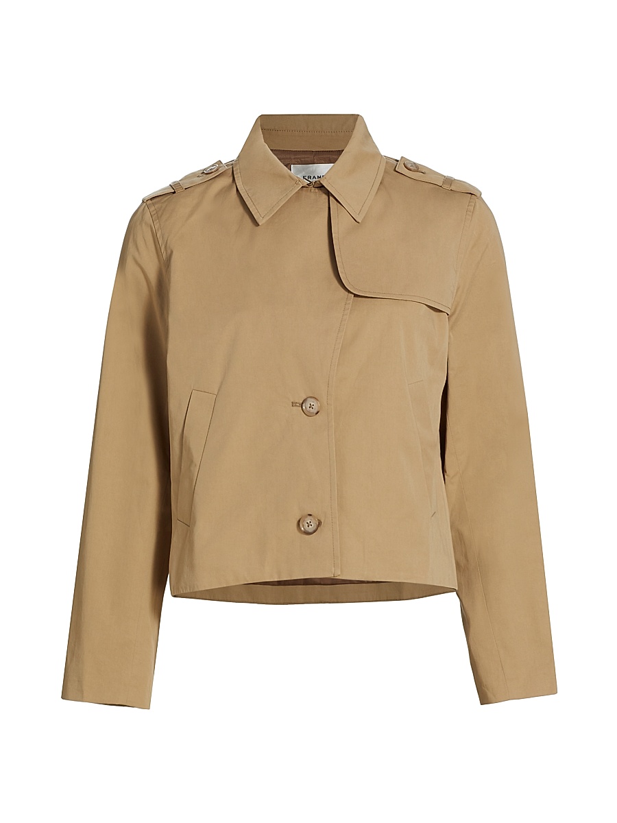Women's Cotton Trench Jacket - Khaki