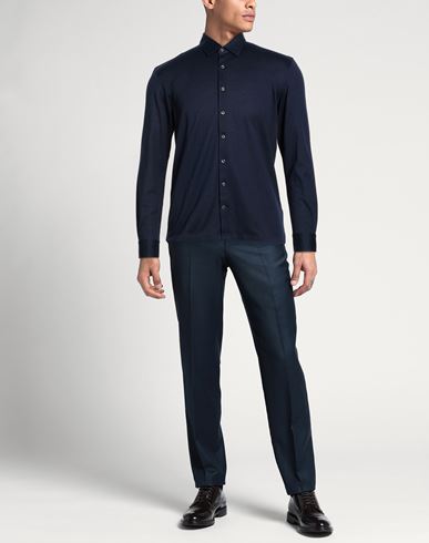 Man Shirt Midnight blue Size 38 Cotton