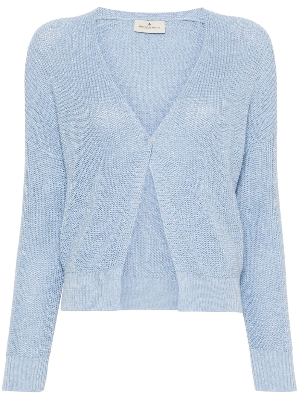 Metallic-threading open-knit cardigan - Blue