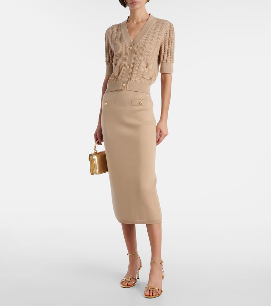 Cotton and cashmere pencil skirt