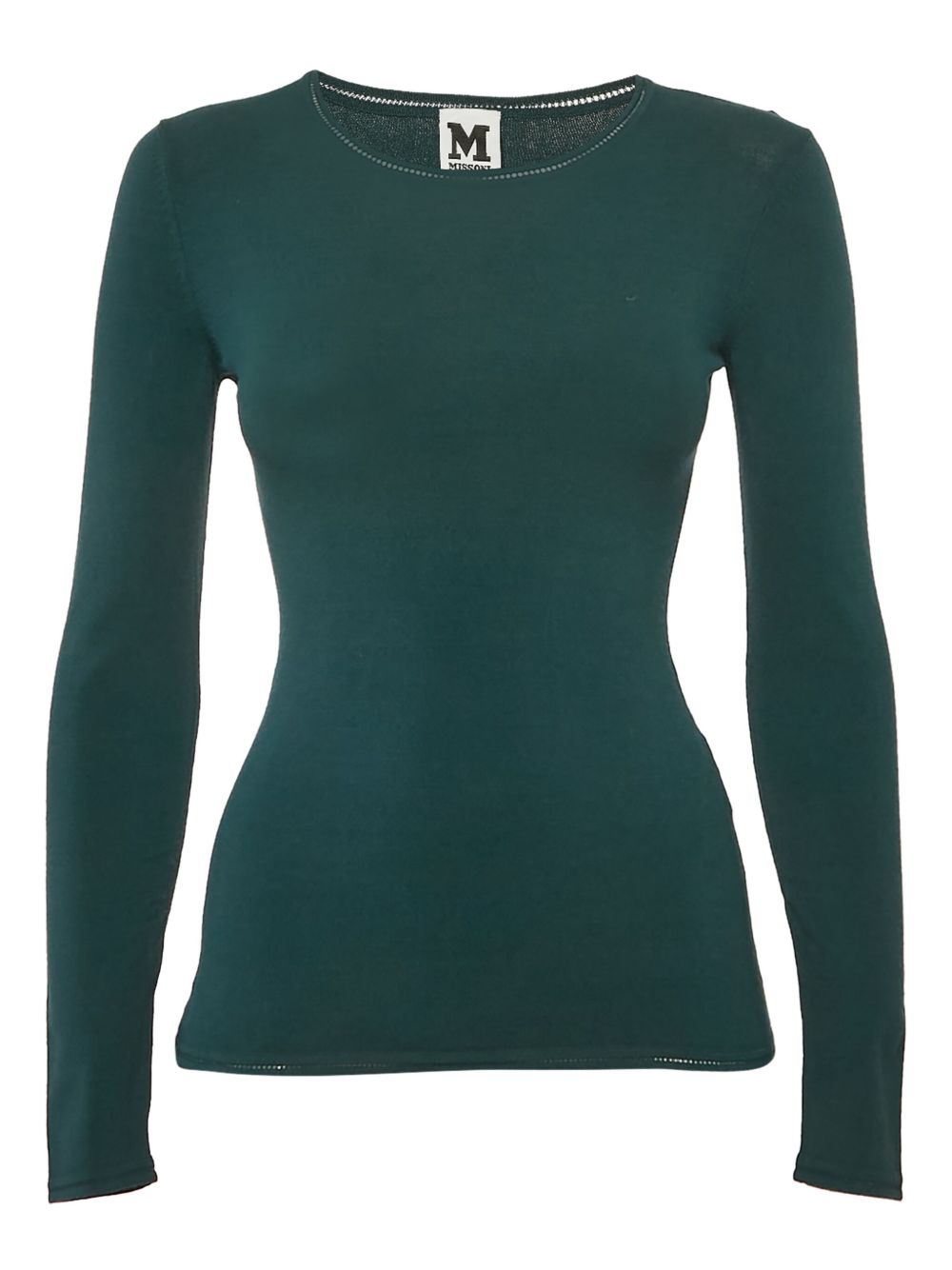 Pointelle-trim T-shirt - Green