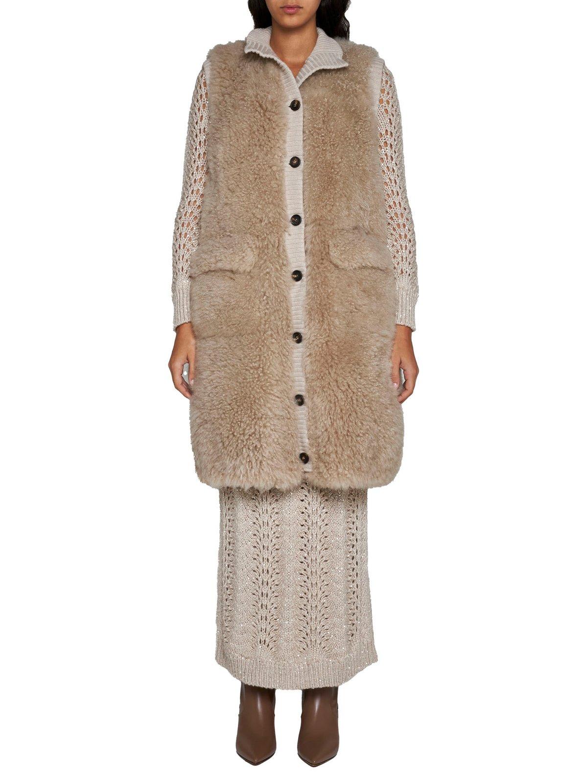 Textured sleeveless coat - Neutrals