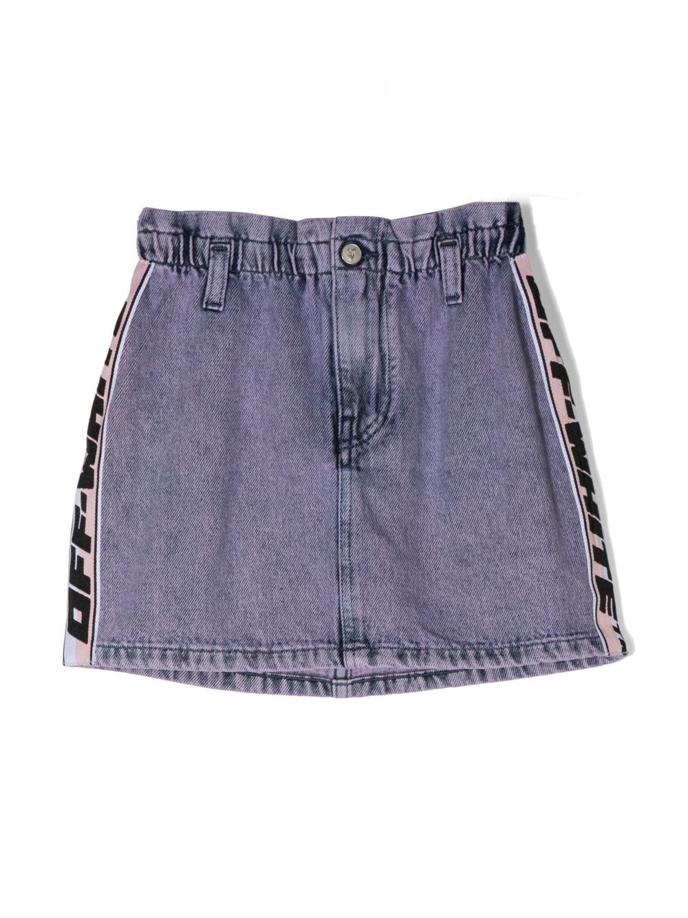 Logo-stripe denim skirt - Purple