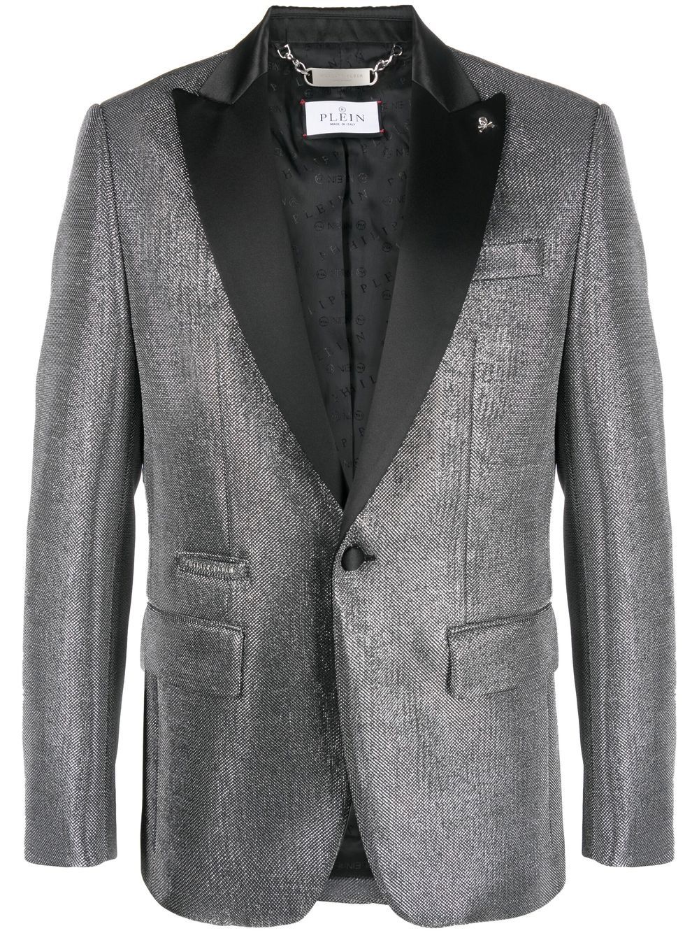 Metallic-finish single-breasted blazer - Silver