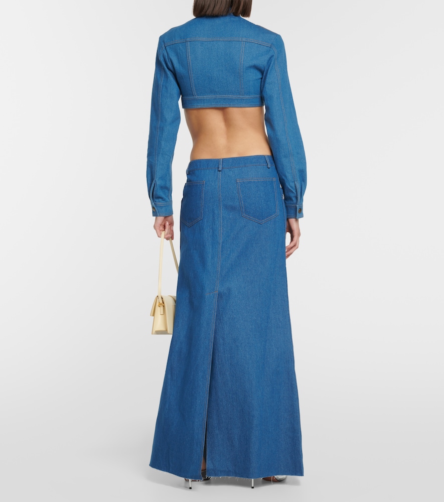 Pilla low-rise denim maxi skirt