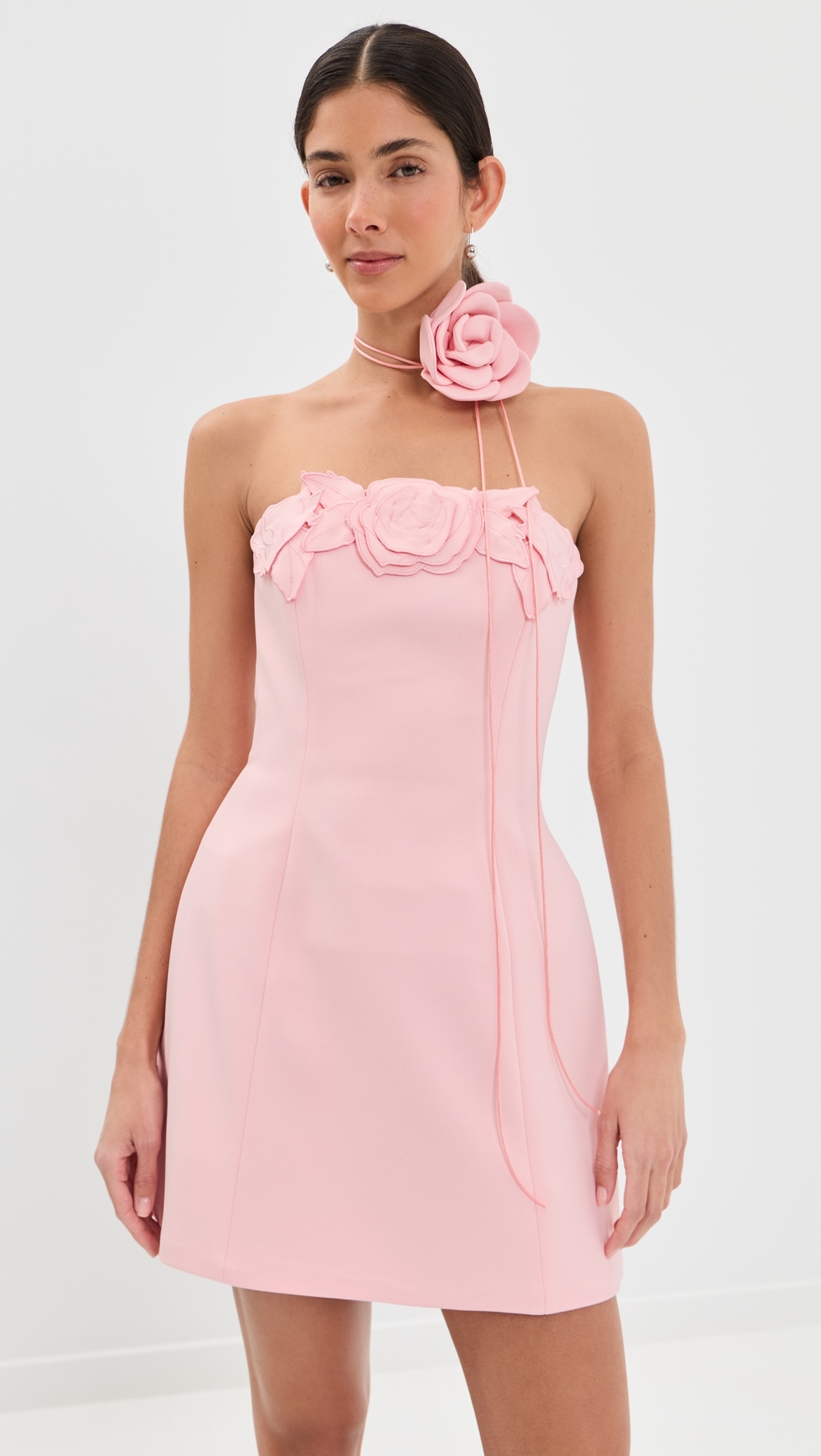 Roselle Applique Bustier Mini Dress Blush Pink