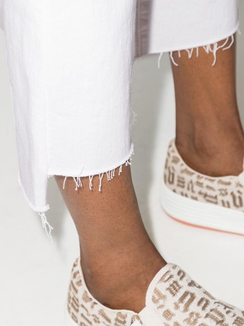 White Cropped Flared Denim Jeans