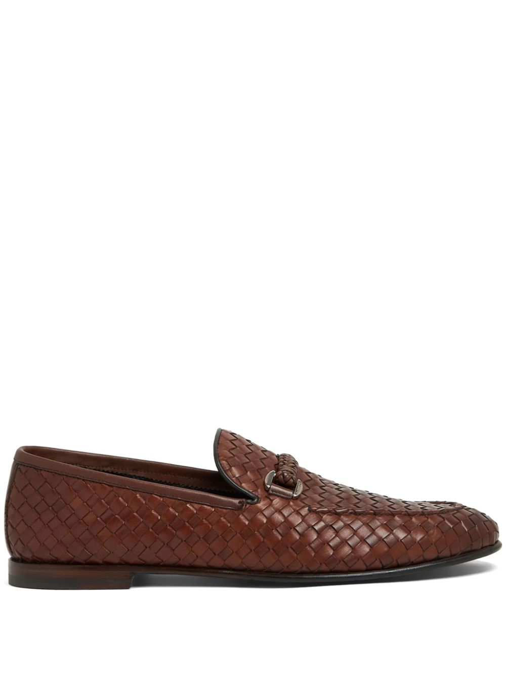 Interwoven leather loafers - Brown