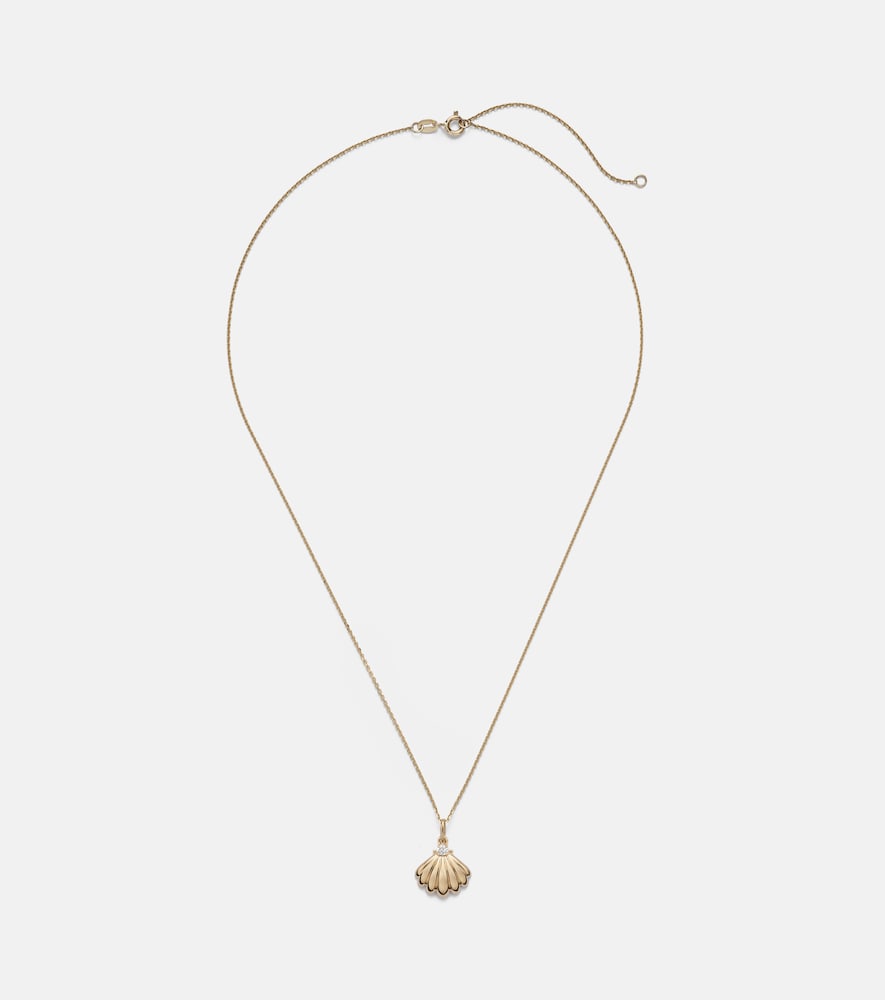 Vintage Scallop Shell 14kt gold necklace with diamonds