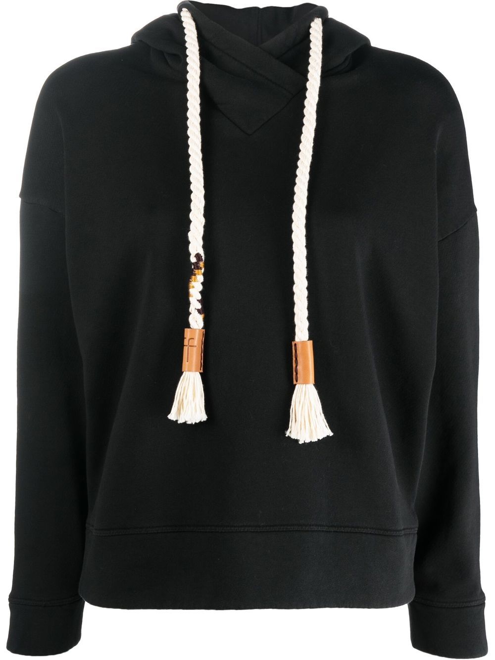 Rope-drawstring cotton hoodie - Brown