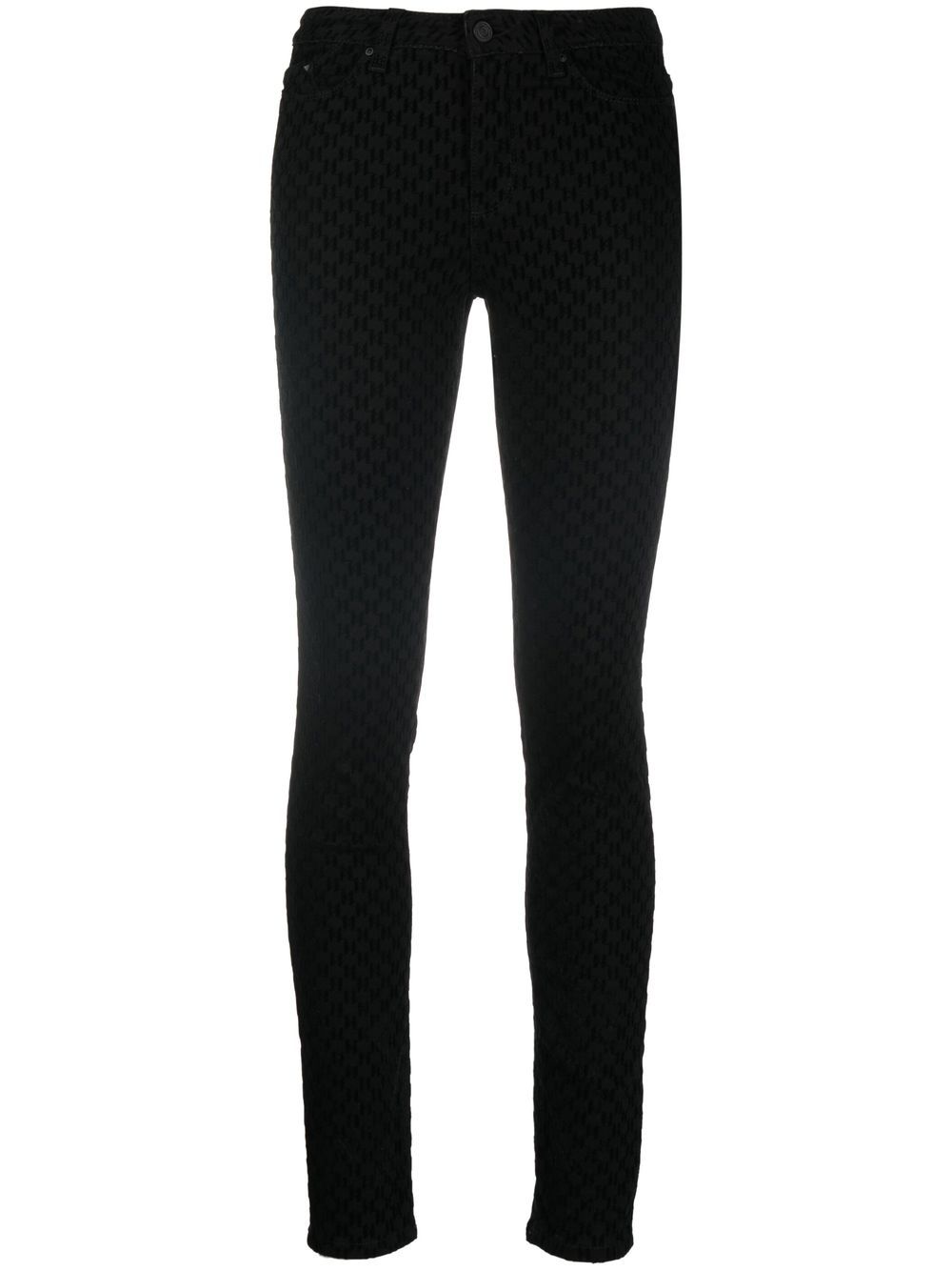 Logo-flock skinny jeans - Black