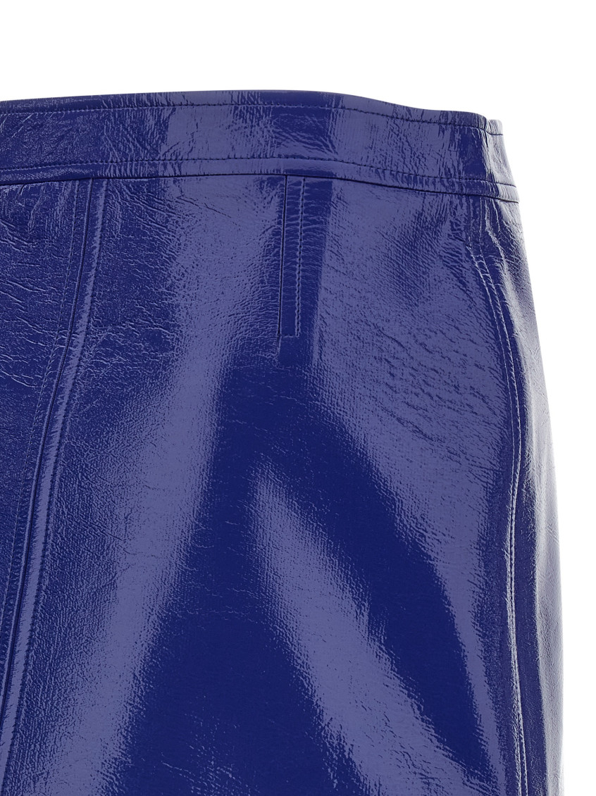 Courrèges - high waist vinyl skirt button detai