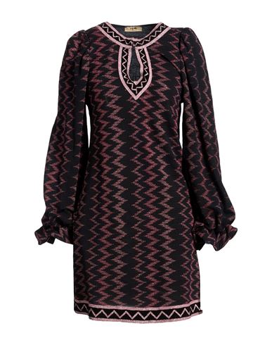 Woman Mini dress Black Size L Cotton, Polyester, Viscose, Metallic fiber, Polyamide