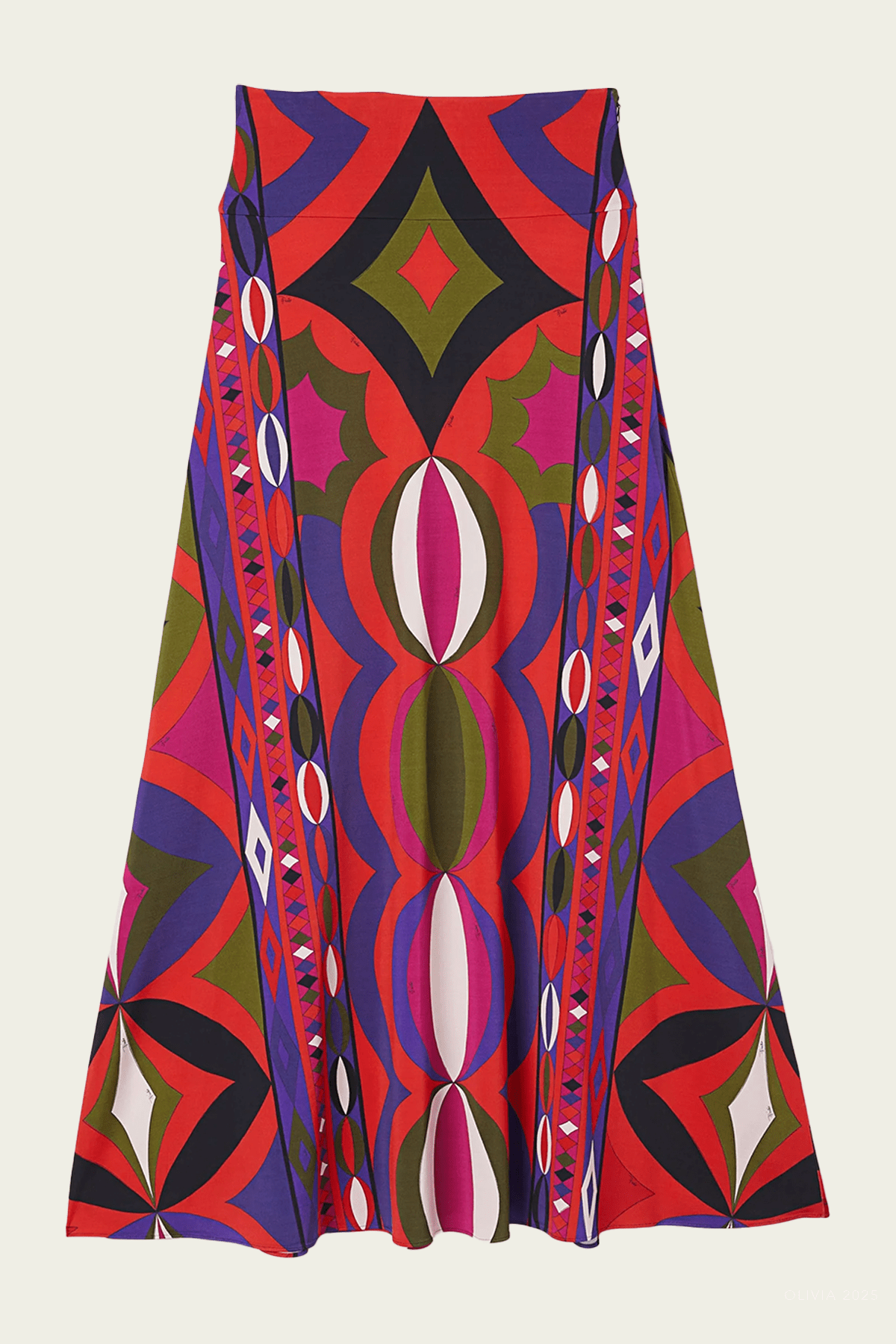 Collane-Print Long Skirt in Multicolor