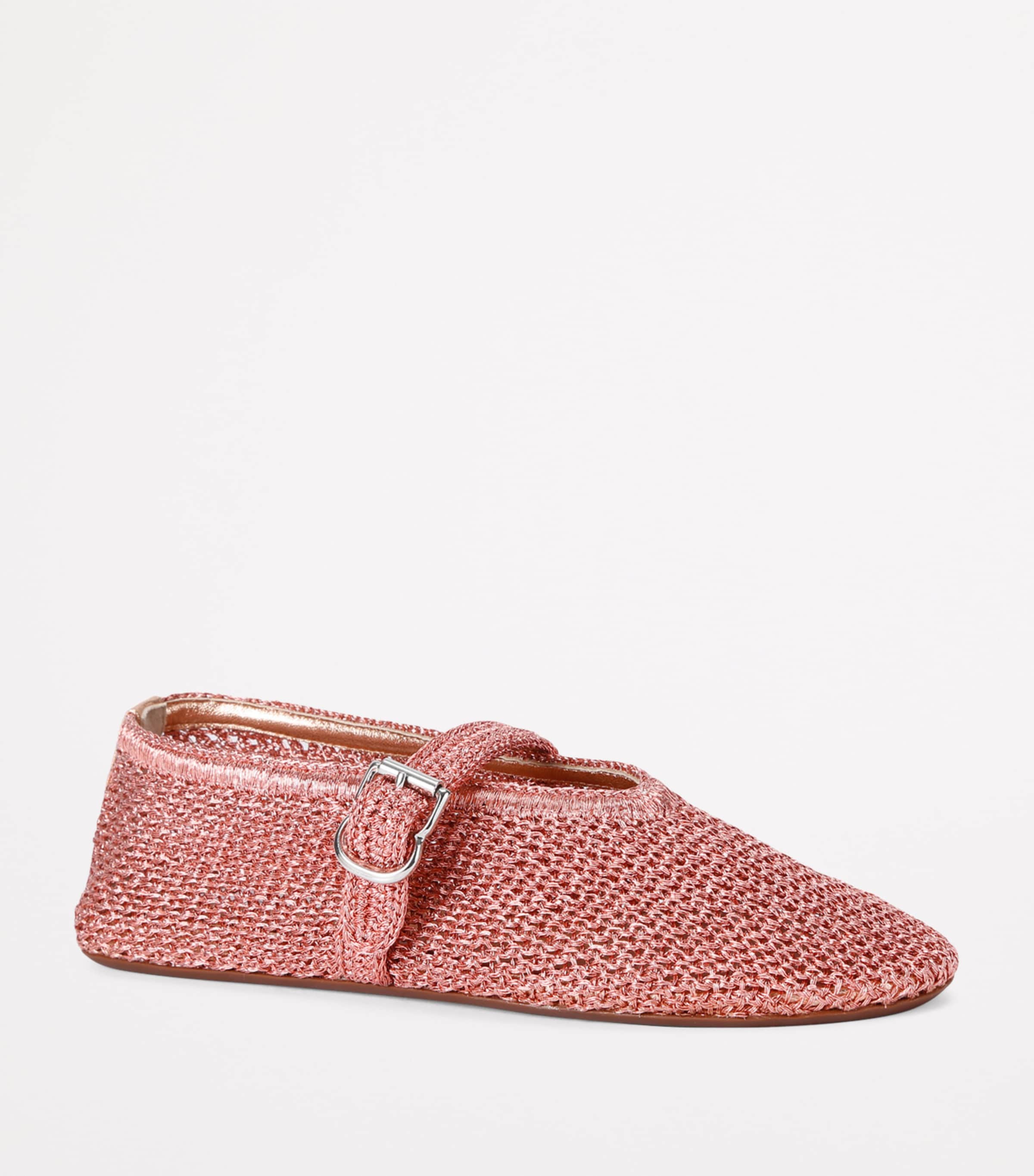 Lurex Crochet Ballet Flats