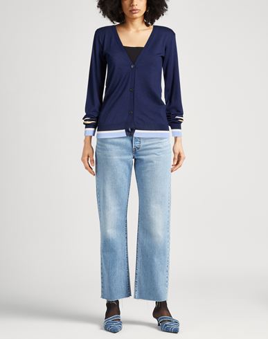 Woman Cardigan Navy Size 4 Virgin Wool, Silk