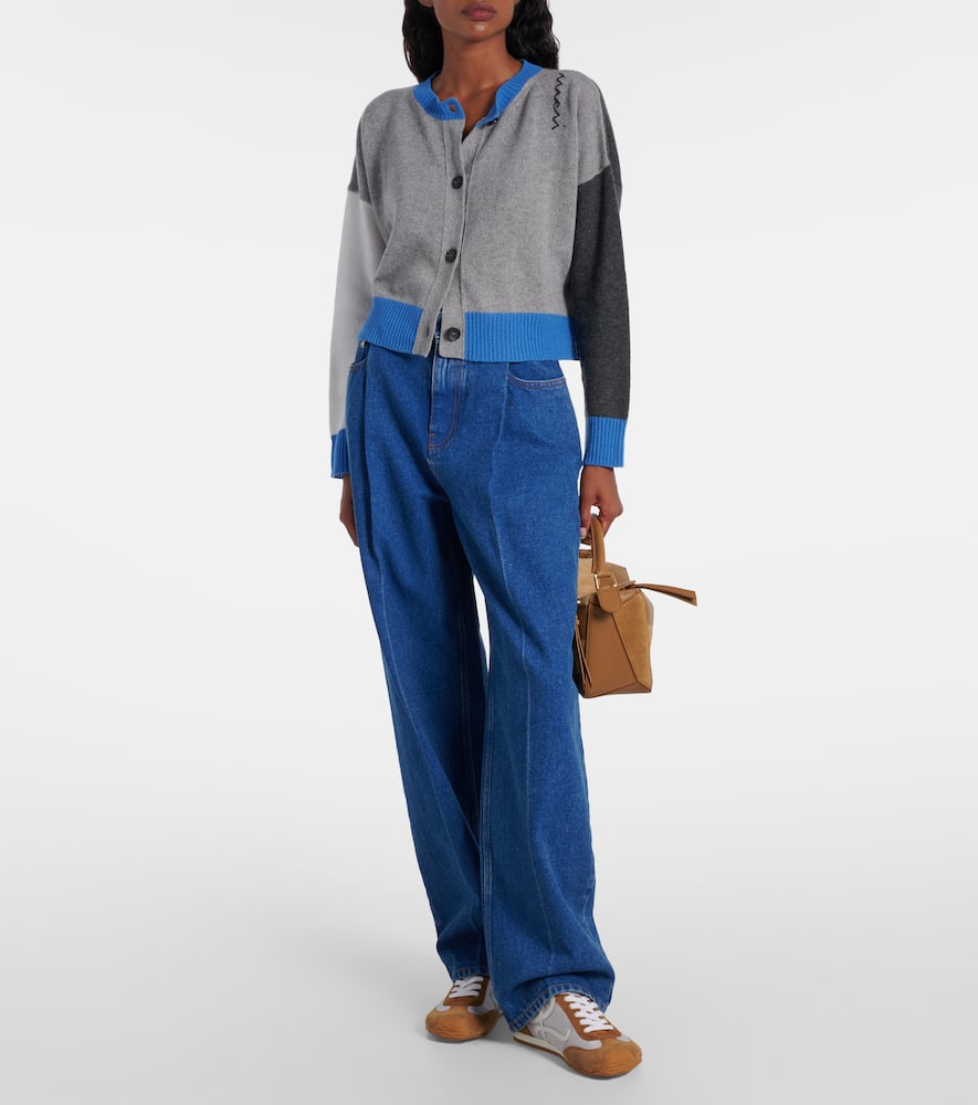 Colorblocked cashmere cardigan