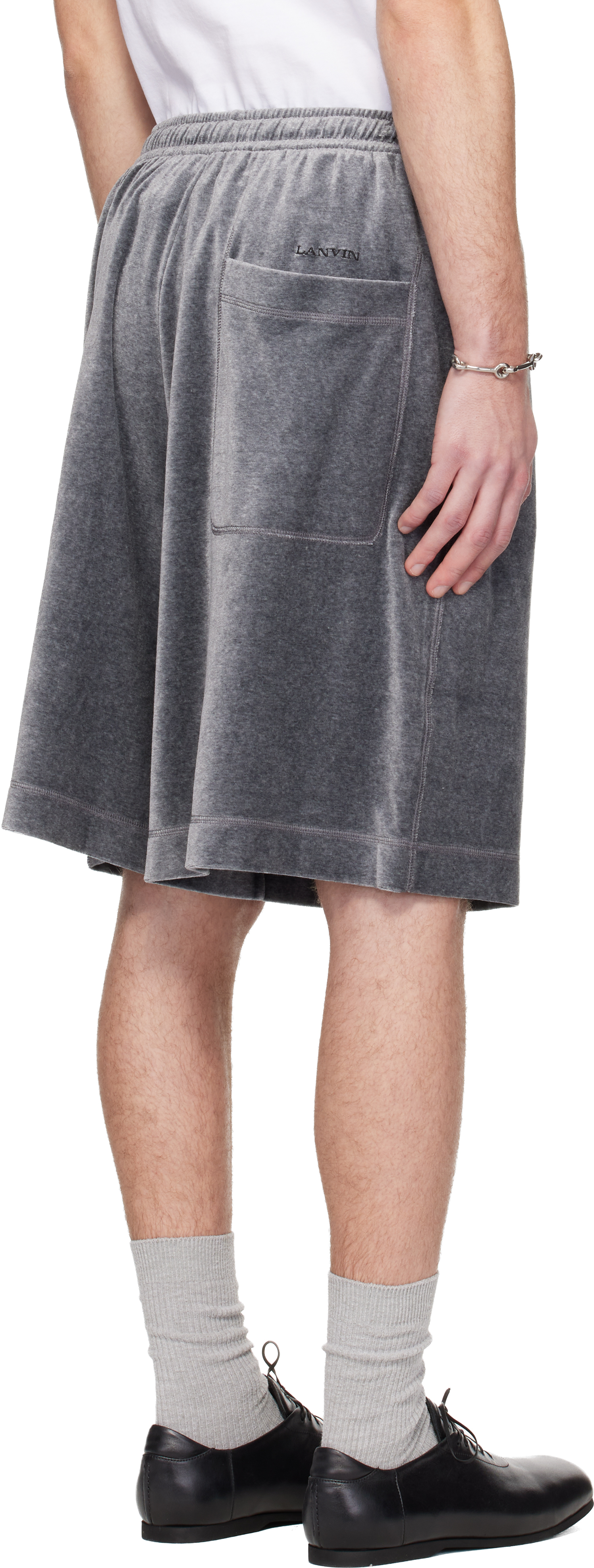 Gray Velvet Bermuda Shorts
