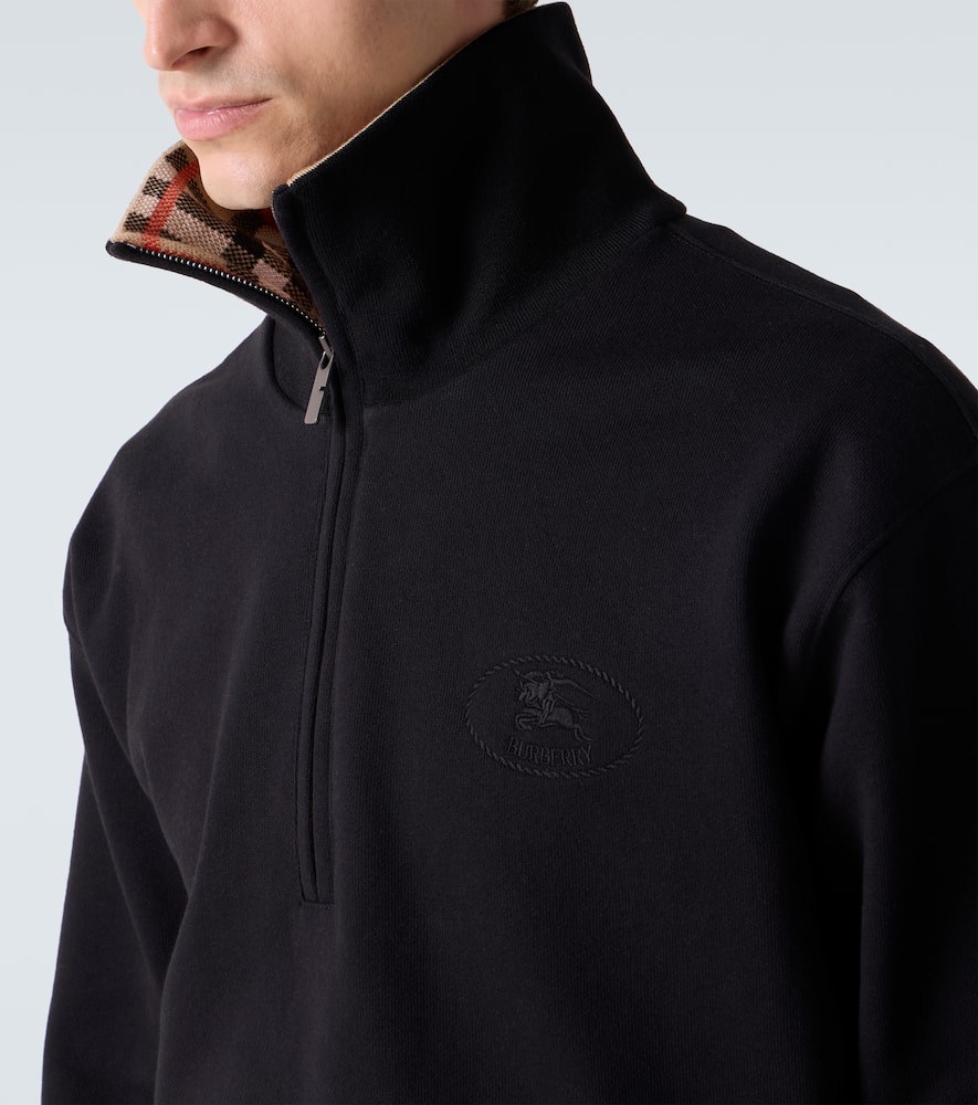 Check cotton jersey half-zip sweatshirt