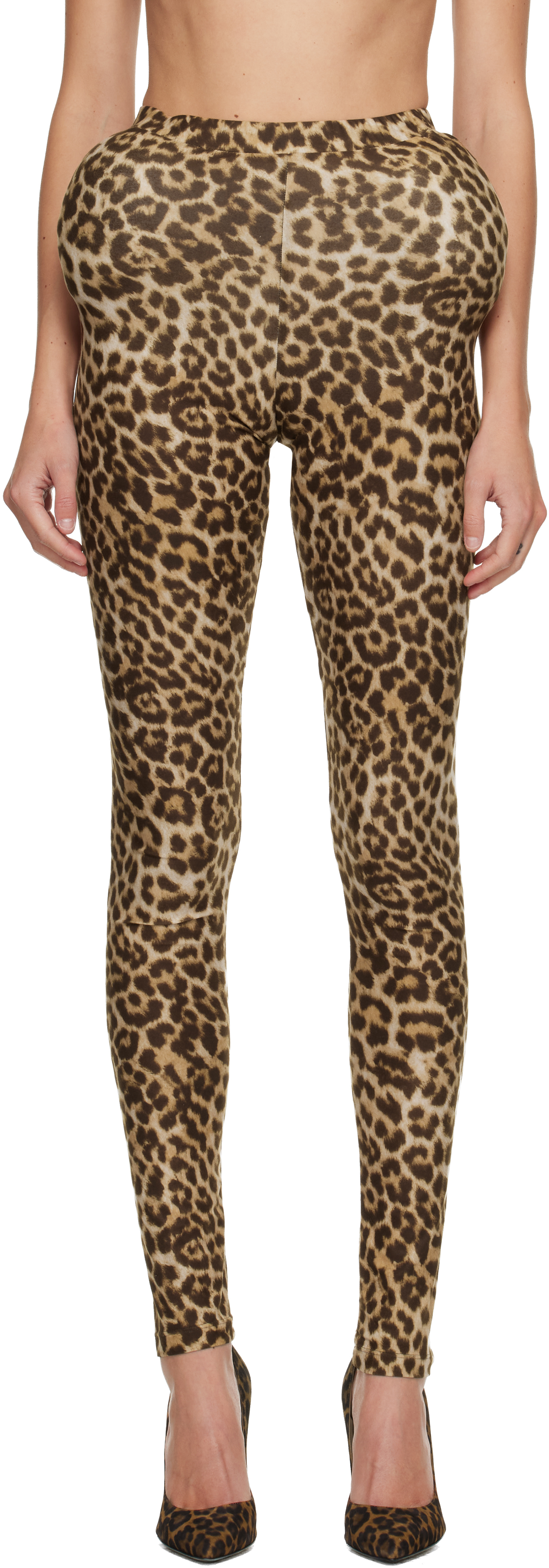 Beige Padded Jersey Leggings