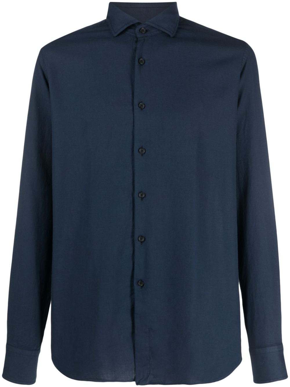 Cutaway-collar cotton shirt - Blue