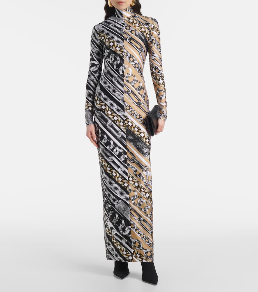 Colorblocked printed maxi dress