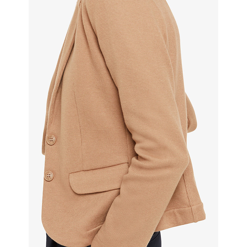 Womens Cream Slim-fit Single-breasted Cotton-jersey Jacket