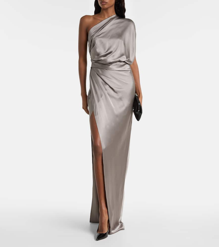 Draped silk satin gown