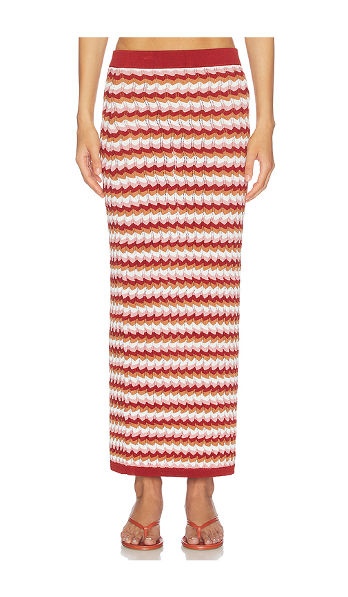 Ronny Kobo Drake Knit Skirt in Rust,White. L. Also in XS