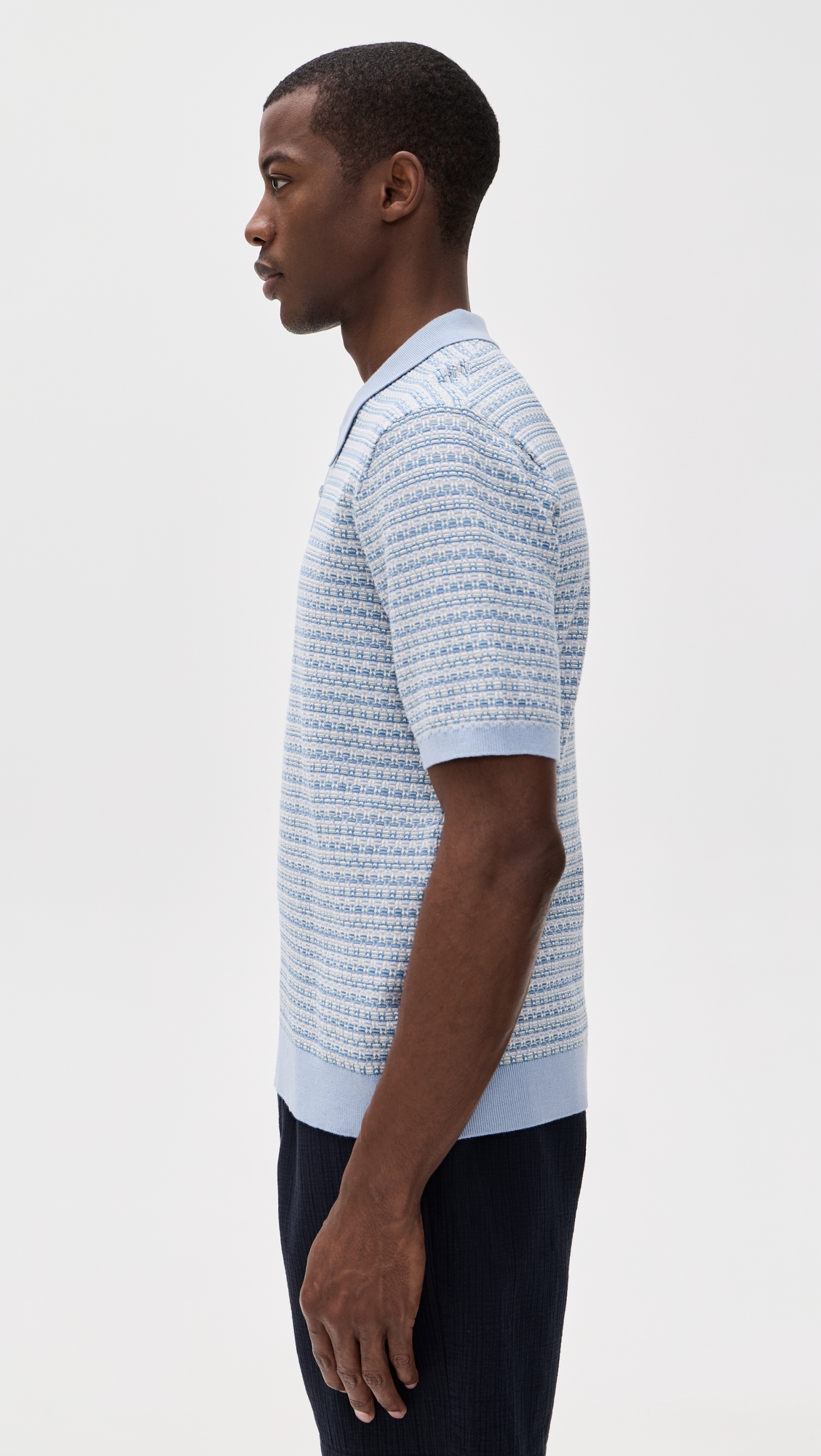 Mini Geo Naples Knit Polo Light Blue