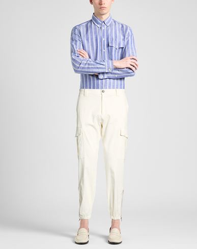 Man Pants Off white Size 33 Linen, Cotton, Elastane