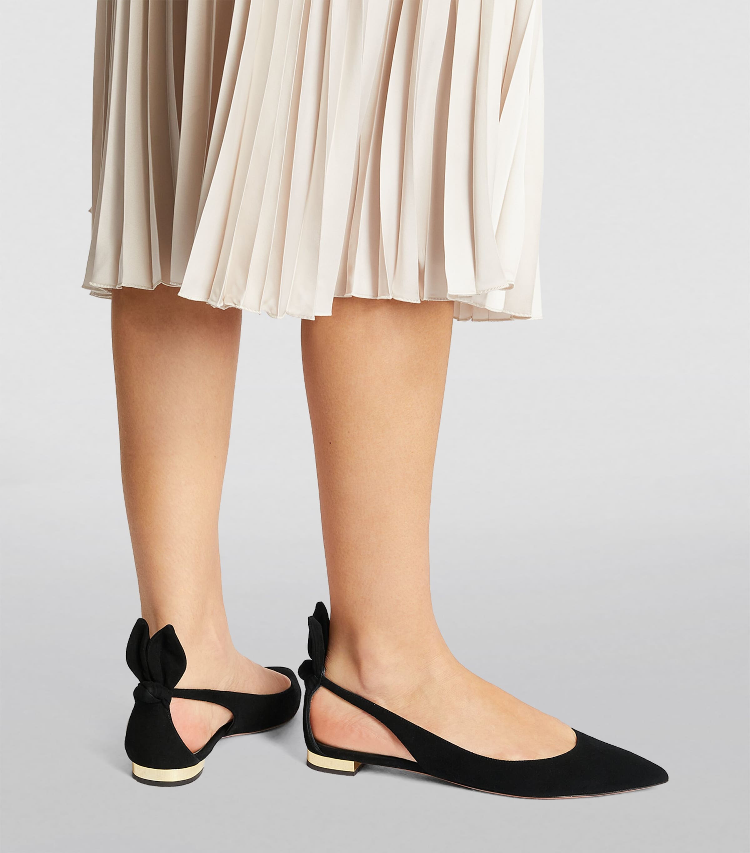 Suede Bow Tie Ballet Flats
