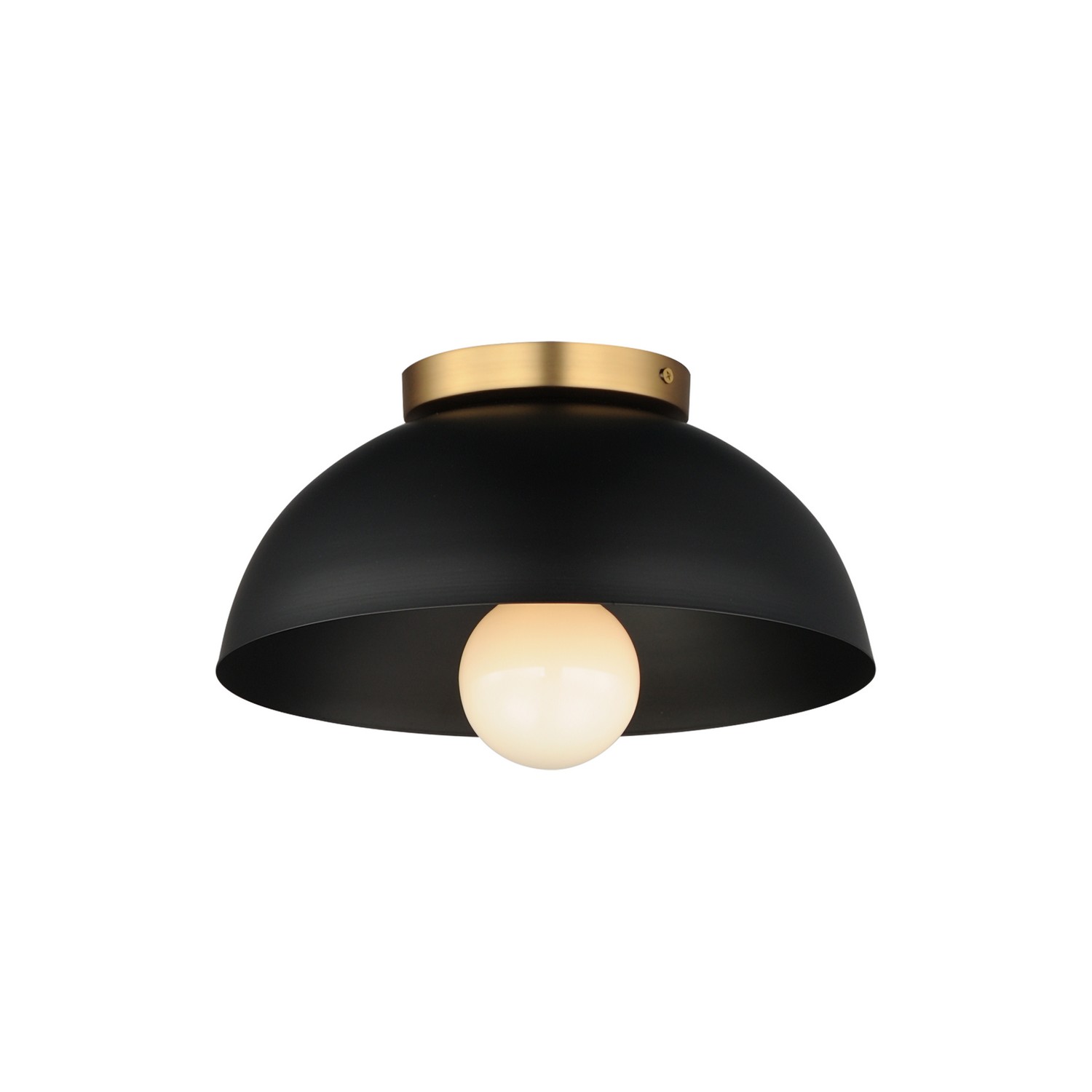 Thelonious 1-Light Flush Mount in Black with Natural Aged Bra