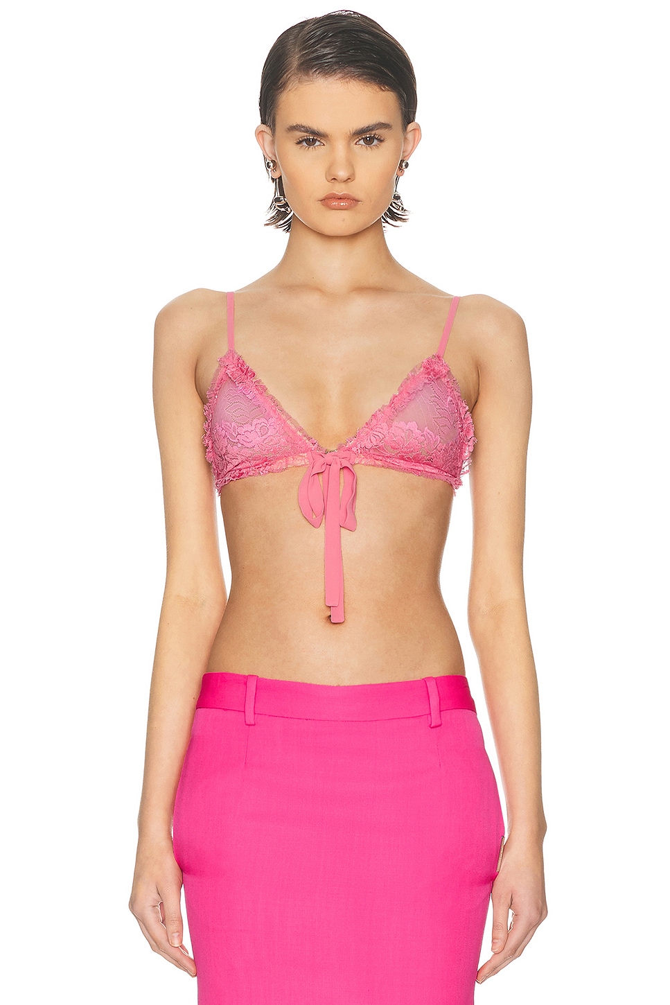 THE ATTICO Bow Lace Bra in Pink - Pink. 40 also