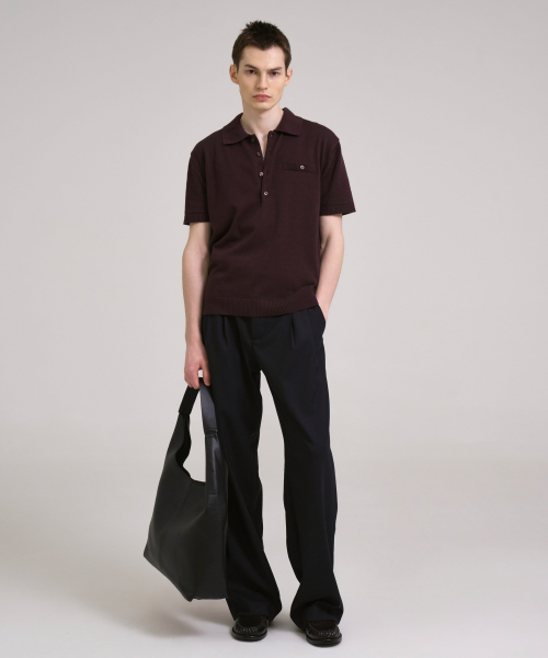 Refined Knit Polo Shirt Burgundy
