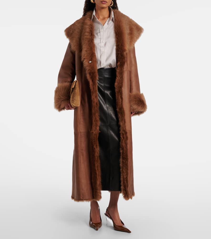 Marlene reversible shearling-lined suede coat