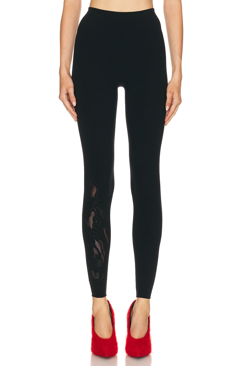 Wolford Rose Net Legging in Black - Black. L also in