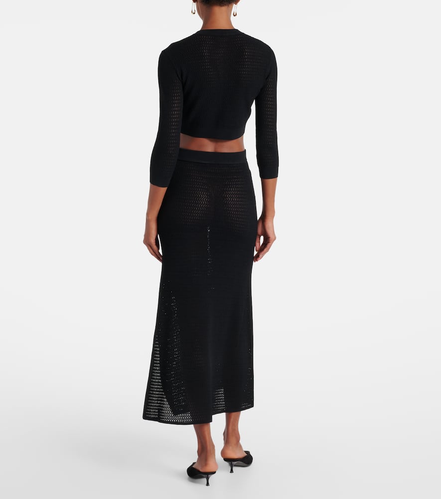 Pointelle cropped cardigan