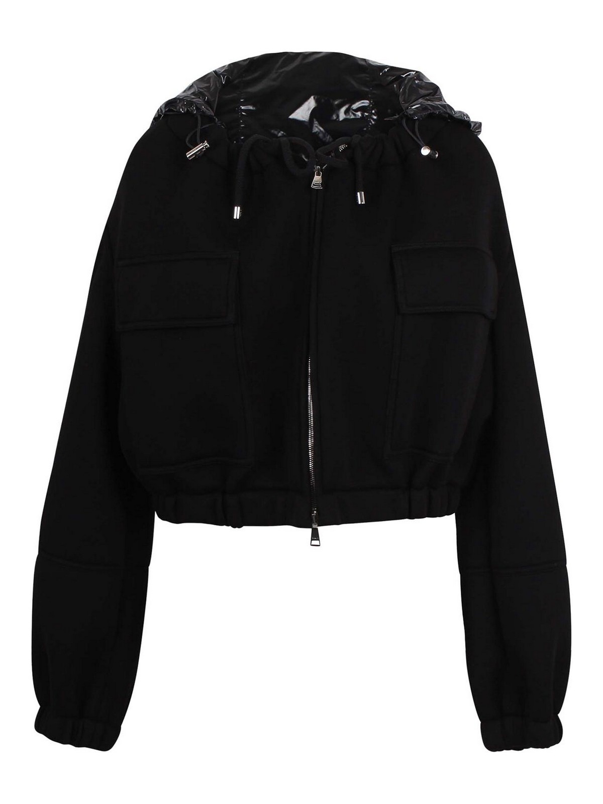Cropped Jacket with Vinyl Hood