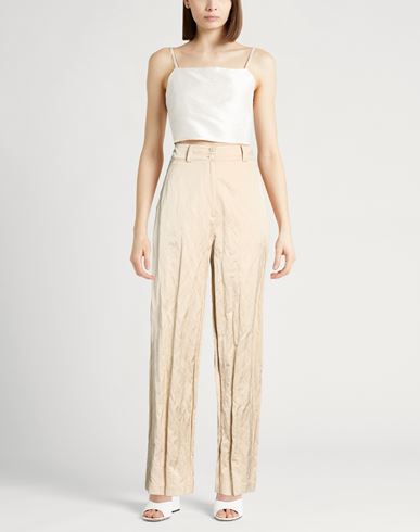 Woman Pants Beige Size 12 Viscose, Cotton, Metallic fiber