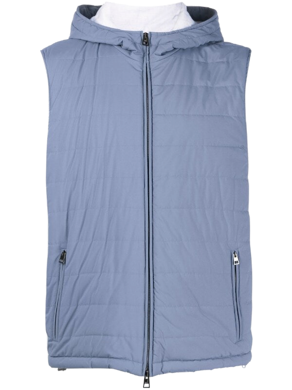 Hooded Padded Gilet — Blue