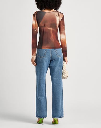 Woman Top Brown Size S Polyester, Elastane