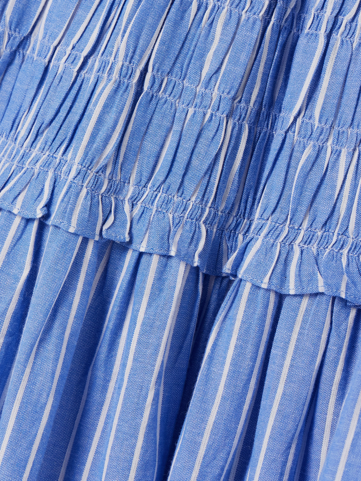 Marianne Shirred Striped Cotton-poplin Midi Dress - Blue