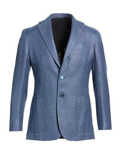 Man Blazer Slate blue Size 32 Silk, Cotton