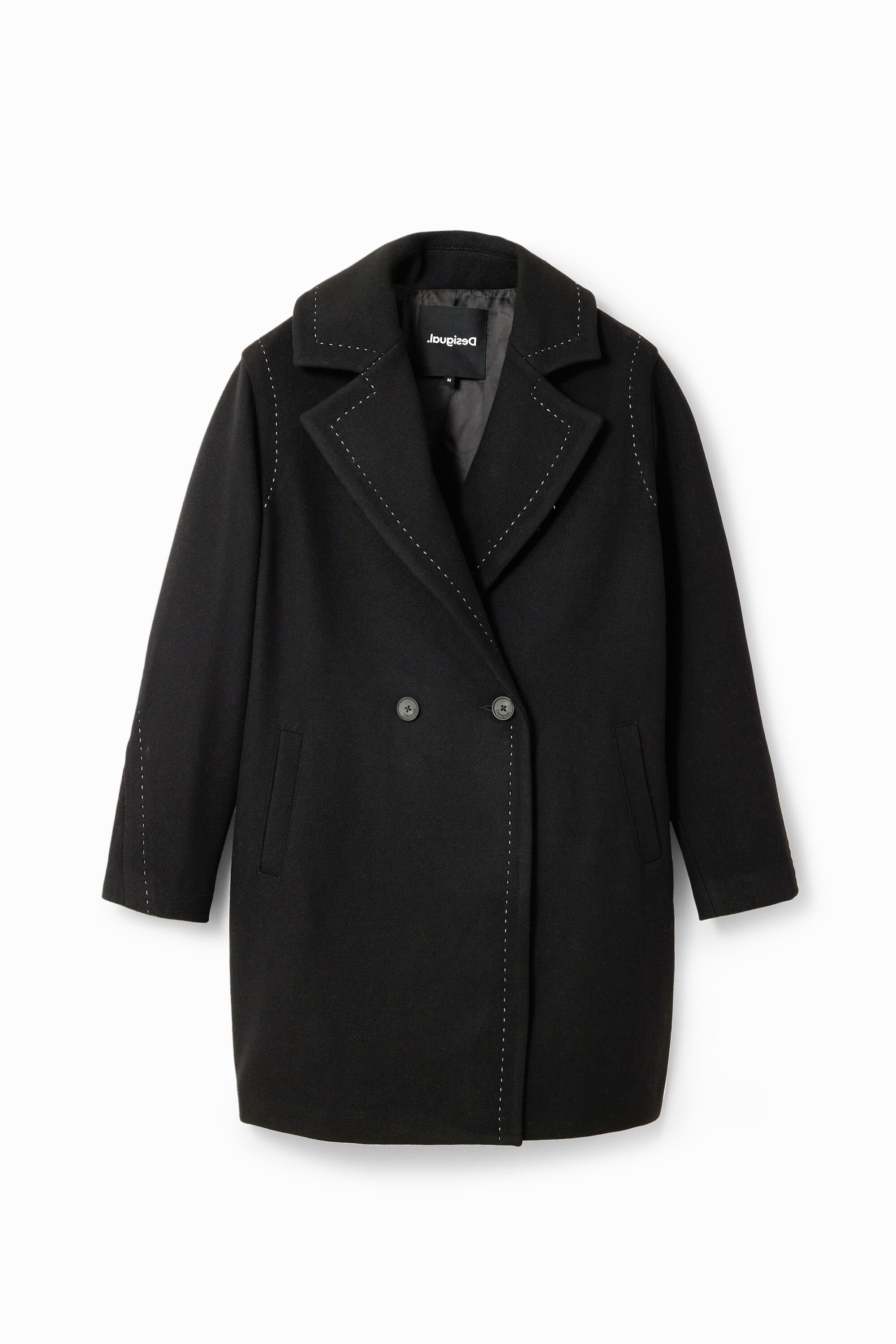 Stitching wool coat