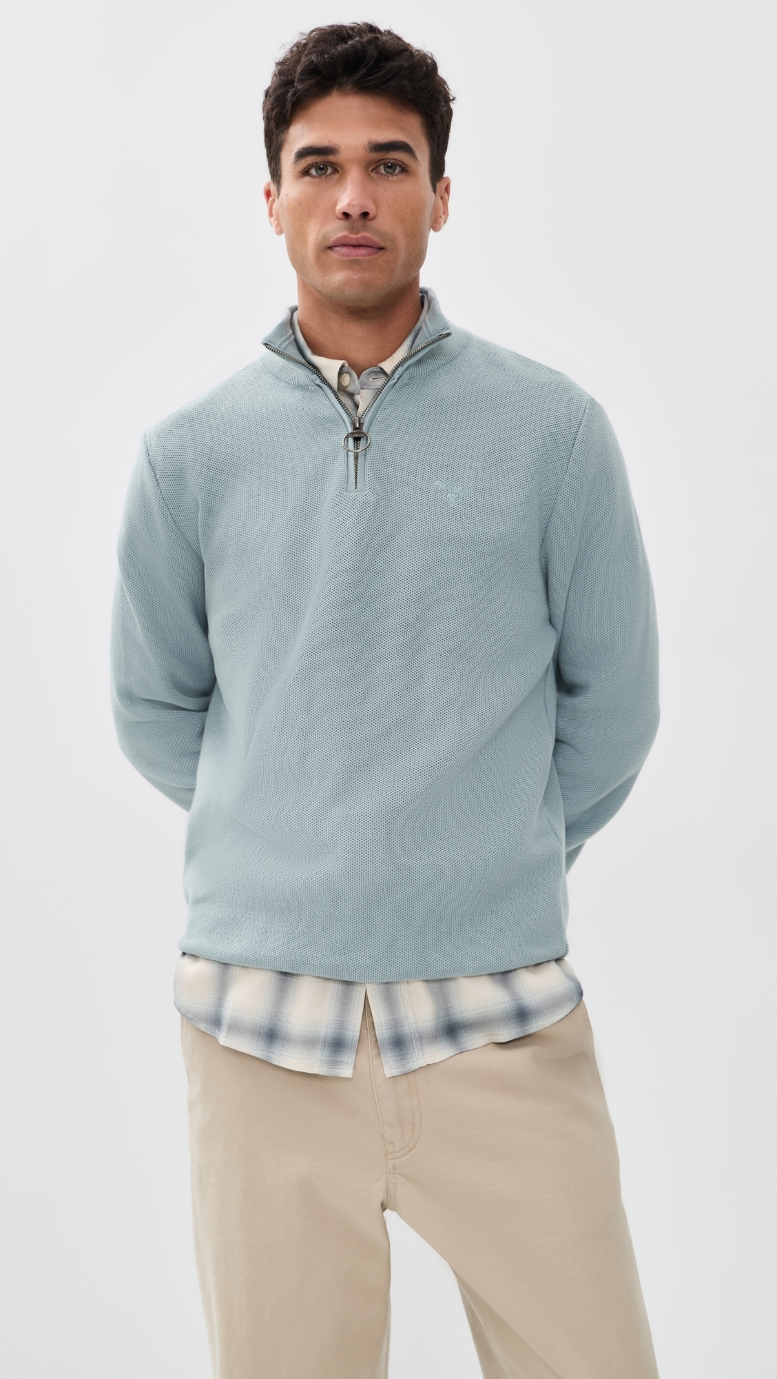 Essential Honeycomb Half Zip Sweater Slate